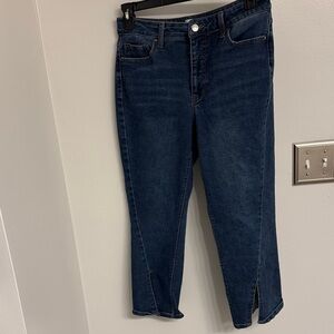 Time and Tru Dark Blue Cropped Jeans with Slit